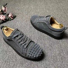 Rivets shoes cow suede leather studded shoe black trendy spikes footwear male