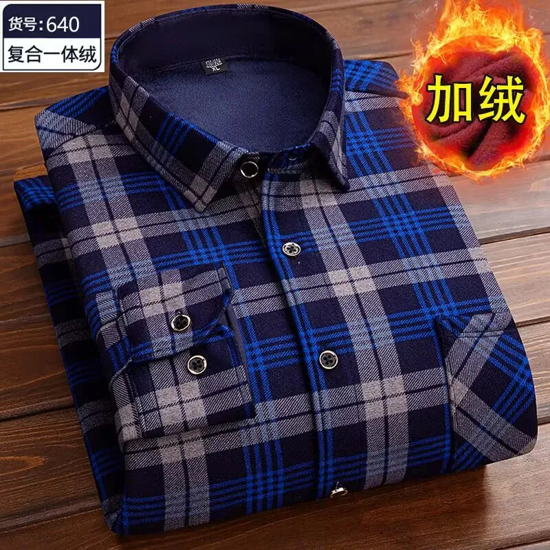 Fleece Shirt Long Sleeve Plaid Shirt