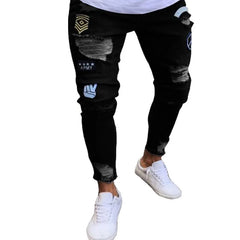 Cotton Stretchy Ripped Skinny Jeans Slim Fit Denim Pants
