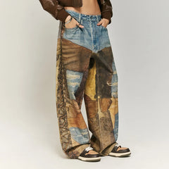 Design High-End Jeans for Men and Women Loose Cool Straight Wide Leg Casual Trousers
