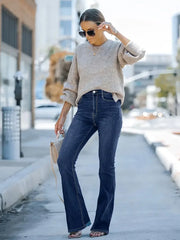 High-waist wide-leg slim-fit trumpet Denim trousers