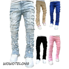Tassel Damaged Denim Full Length Pants Hip-pop Trousers