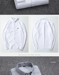 Long Sleeve Pure Cotton Oxford  Embroidered Shirt