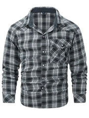 Retro Western Flannel checkered striped button up shirt