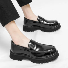 Mocassin Patent Leather with Thick Soles Loafers Slip on Shoe Breathable