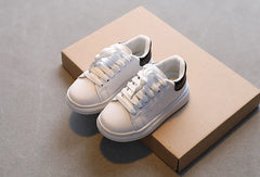 Soft White Boys Sports Shoes  Lace-up Light Sneakers
