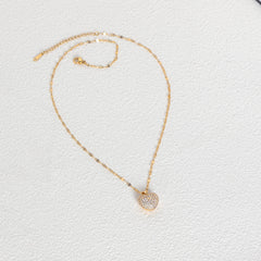 Cubic heart stainless steel gold-plated necklace