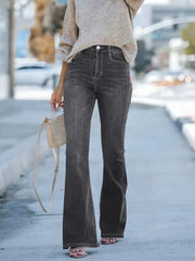 High-waist wide-leg slim-fit trumpet Denim trousers
