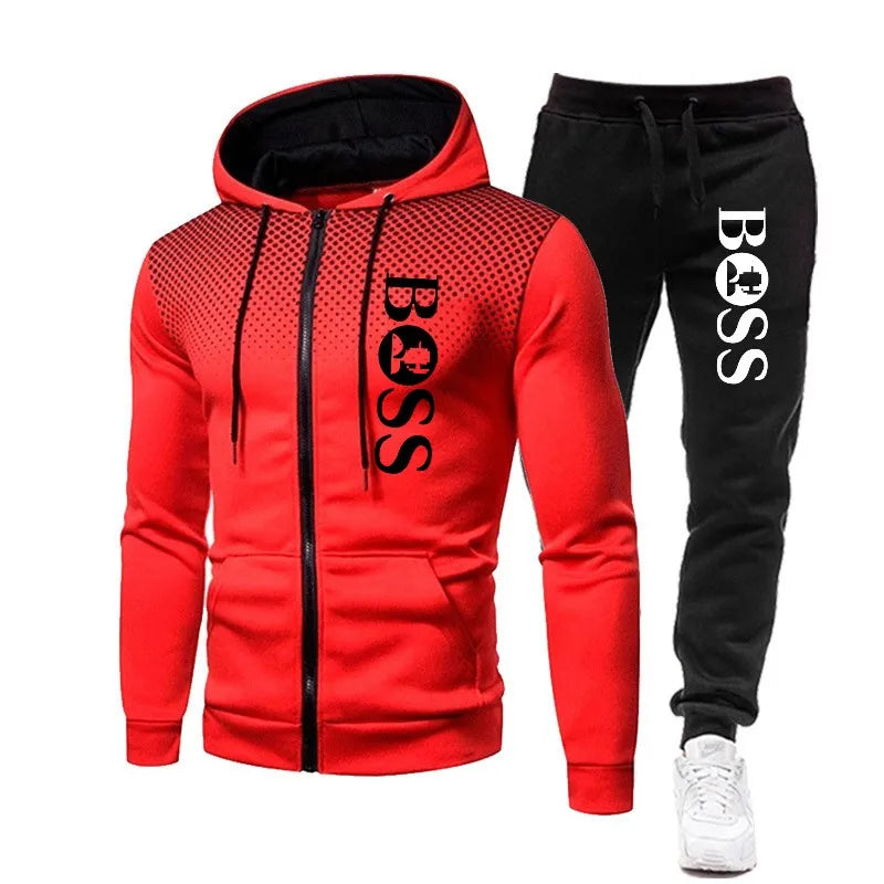 Two Pieces Set Mens Sportswear Plus Pants Suit