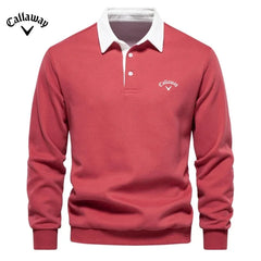 Embroidered Pure Cotton Long Sleeved Polo Shirt f