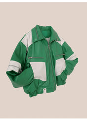 Patchwork Pu Leather Jacket Men with Many Zippers