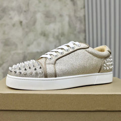 Original leather oxfords shoe gold silver sneakers