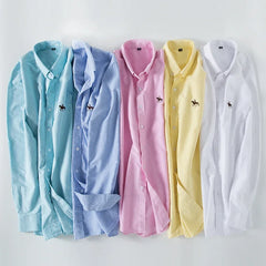 Long Sleeve Pure Cotton Oxford  Embroidered Shirt