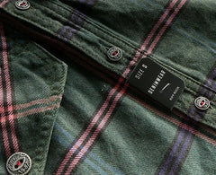 Workwear Plaid Washed Distressed Lapel Versatile Long Sleeve Shirt