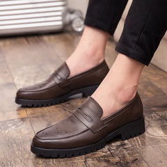 Brogue Carving Penny Loafers Slip on Leather shoes