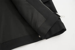 Spliced Jacket9Loose Lapel Long Sleeve Zipper Fly