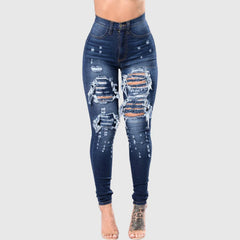 Designer Denim Waist Ripped Jeans