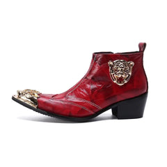 Ankle Boot Genuine Leather Mens Chelsea Crocodile Pattern