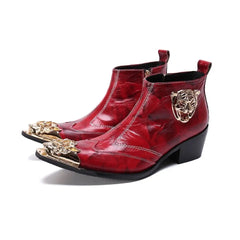 Ankle Boot Genuine Leather Mens Chelsea Crocodile Pattern