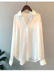 Overshirt Satin Female Clothing Elegant Style Luxury Designer Blouse