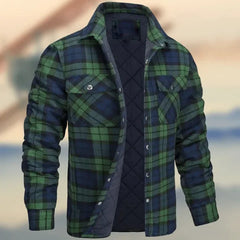 Lapel plaid thick shirt