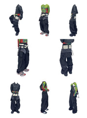 Niche Designer Model Removable Zipper Stitching Paratrooper Pants
