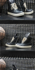 Vintage Genuine Leather High Top Boots Sneakers