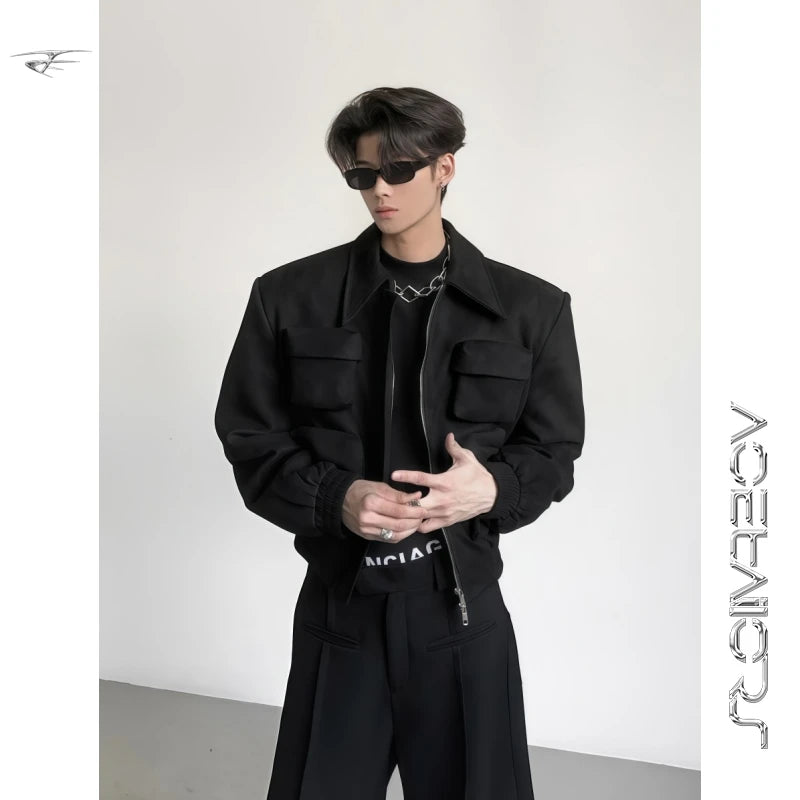 Padded Shoulder Jacket  American Retro Cotton Coat