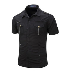 100% Cotton  Cargo Shirt Short Sleeve Shirts Multi Pocket