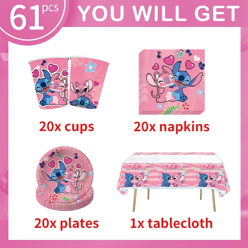 New Lilo And Stitch Birthday Party Decorations Supplies Stitch Balloon Paper Plates Cups Napinks Tablecloth Baby Shower For Girl