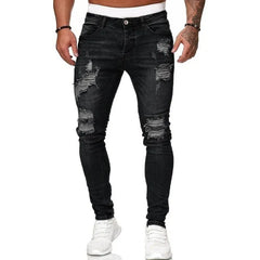 Cotton Stretchy Ripped Skinny Jeans Slim Fit Denim Pants
