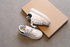 Soft White Boys Sports Shoes Lace-up Light Sneakers for Girls Versatile