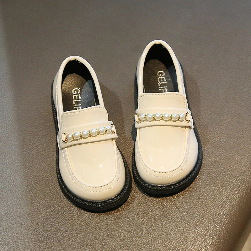 Leather Kids Black Loafers Slip-on Children