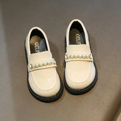 Leather Kids Black Loafers Slip-on Children