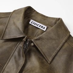Vintage Distressed Brown Leather Jacket