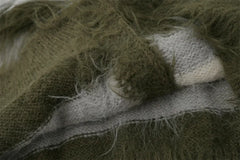 Striped Fleece-lined V-neck Sweater Jacket