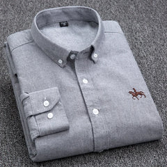 Long Sleeve Pure Cotton Oxford  Embroidered Shirt