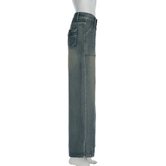 Vintage Washed Loose Fit Jeans Casual Denim Pants