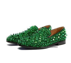 High Quality Blue Black Spike Shoes For Men Slip-on Sapatilhas Low Heeled Men Loafers