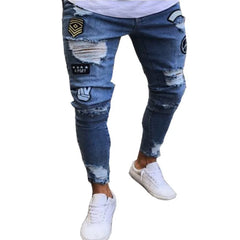 Cotton Stretchy Ripped Skinny Jeans Slim Fit Denim Pants