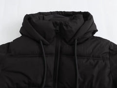 Versatile cotton short hooded thick jacket coat