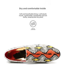 Classic Snake Pattern Loafers Breathable Leather Men's Footwear