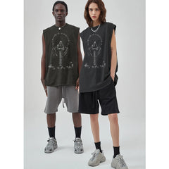 100% Cotton Vintage  Punk Rock Sleeveless Tshirts Gothic Vests