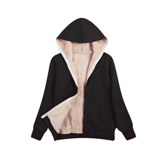 Hooded Plush Coat Fleece Hoodies Sweatshirt Long Sleeve Jacket