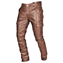 Leather Pants  With Cargo Pocket