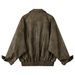 Vintage Distressed Brown Leather Jacket