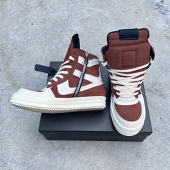 Brown Geobasket Cow Suede Zip Luxury Trend Owen Big Hook Flat Ankle Boot
