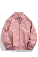 PU Leather Lapel Jacket American Style