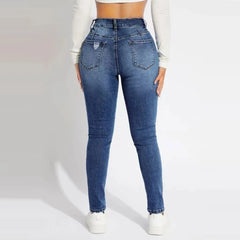 Elastic Waist Drawstring  Denim Jeans Fashion Skinny Slim Ankle-Length Pant