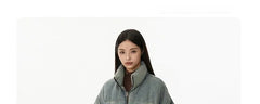 Retro American Neutral Denim Blue down Cotton Jacket